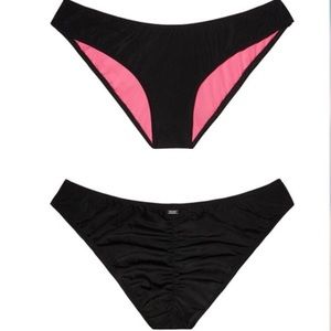 Victoria's Secret Pink Black Ruched Bikini Bottom